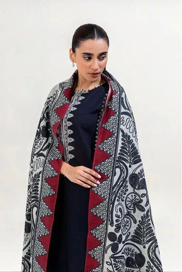 3PC Embroidery Suit with Dhanak Shawl-QA-49