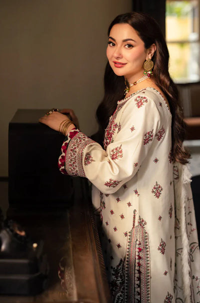 ASIM JOFA - Winter 3PC Dhanak Embroidered Suit - QA554