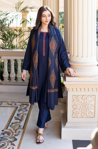 Asling - Winter 3PC Dhanak Embroidered Suit - QA-7534