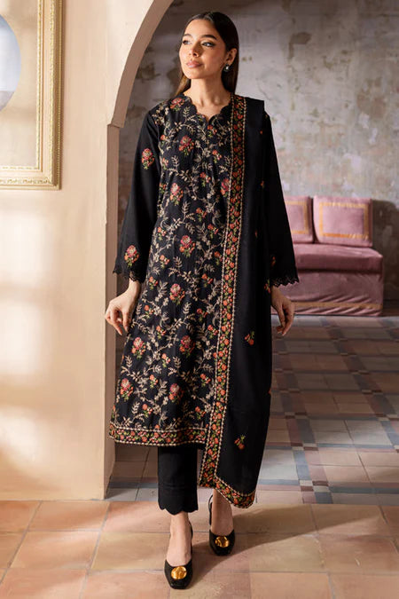 BAREEZE-3PC DHANAK EMBROIDERED SHIRT WITH CHIFFON EMBROIDERED DUPATTA & TROUSER-BIC-4227
