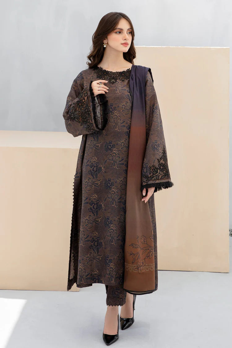 BAROQUE-3PC KHADDAR PRINTED SHIRT WITH KHADDAR PRINT DUPATTA AND PRINT TROUSER-BIC-2603
