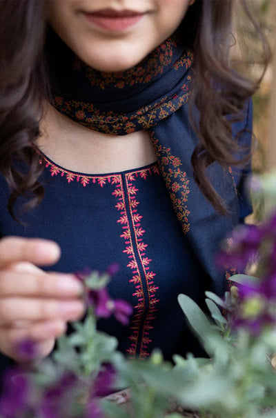 Asling - Winter 3PC Dhanak Embroidered Suit - QA-7534