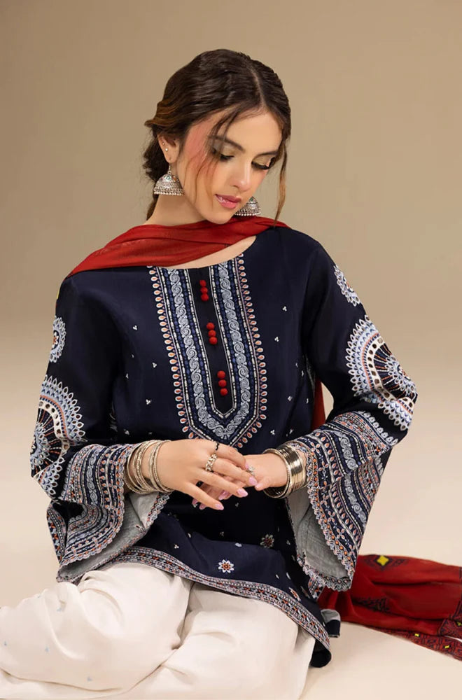 ETHNIC - Winter 3PC Dhanak Embroidered Suit- QA301