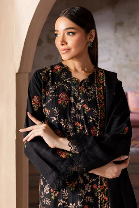 BAREEZE-3PC DHANAK EMBROIDERED SHIRT WITH CHIFFON EMBROIDERED DUPATTA & TROUSER-BIC-4227