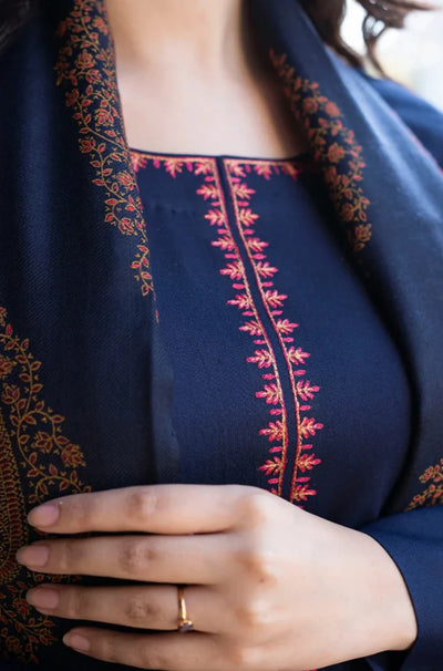 Asling - Winter 3PC Dhanak Embroidered Suit - QA-7534