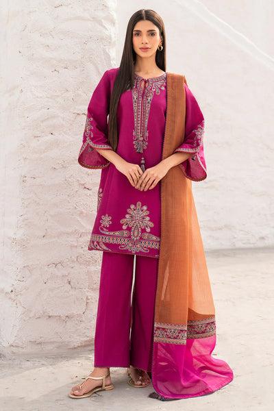 3PC-Embroidery Suit With Dhanak Shawl-QA668