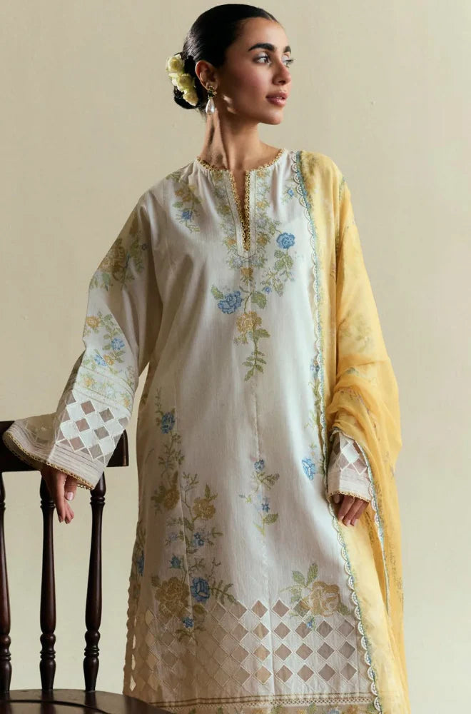 Coco by Zara Shahjahan- Winter 3PC Dhanak Embroidered Suit - QA5532