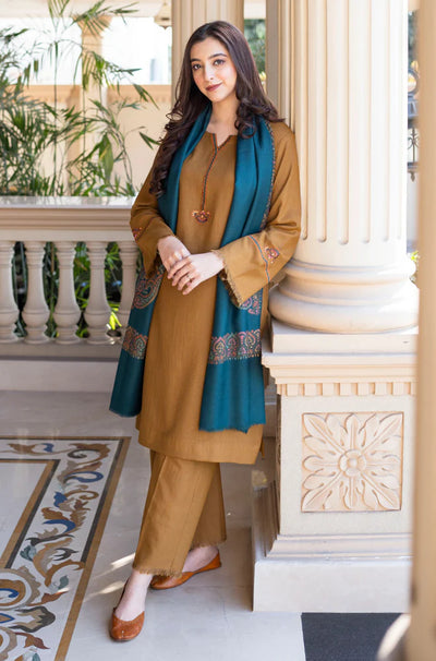 Asling - Winter 3PC Dhanak Embroidered Suit - QA9008