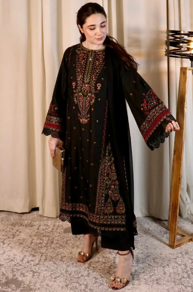 Zara Shahjahan - Winter 3PC Dhanak Embroidered Suit - QA6715