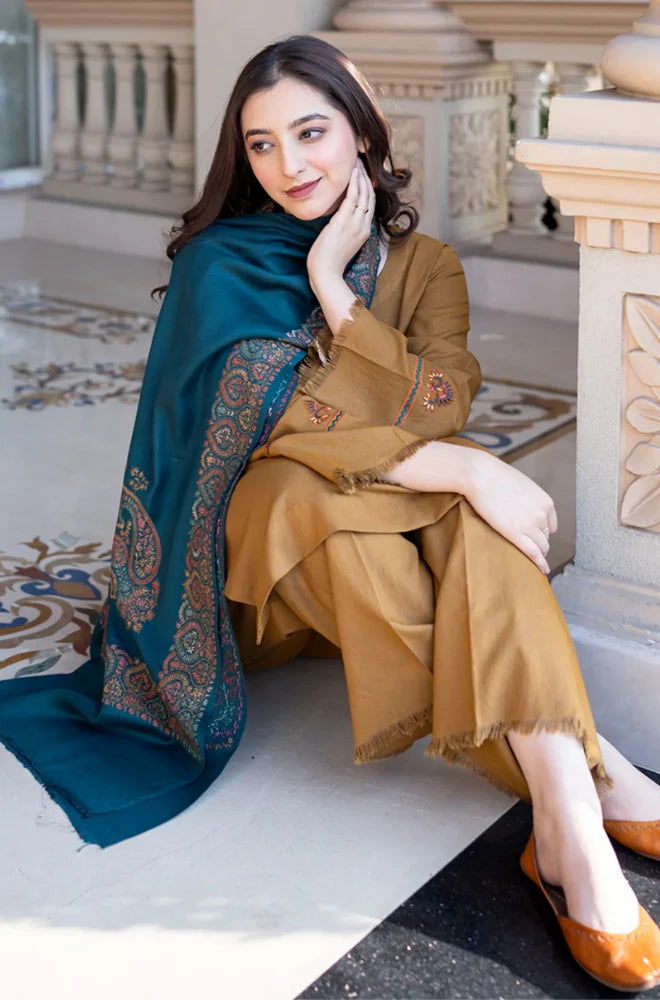 Asling - Winter 3PC Dhanak Embroidered Suit - QA9008