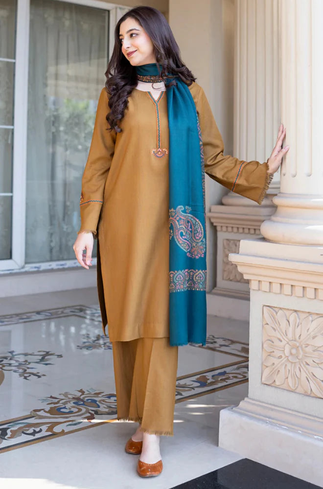 Asling - Winter 3PC Dhanak Embroidered Suit - QA9008