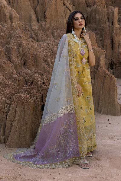 RANG RASIYA-3PC DHANAK EMBROIDERED SHIRT WITH KHAADI NET EMB READY TO WEAR DUPATTA & DHANAK TOUSER-BIC-4141
