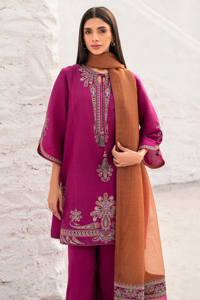 3PC-Embroidery Suit With Dhanak Shawl-QA668