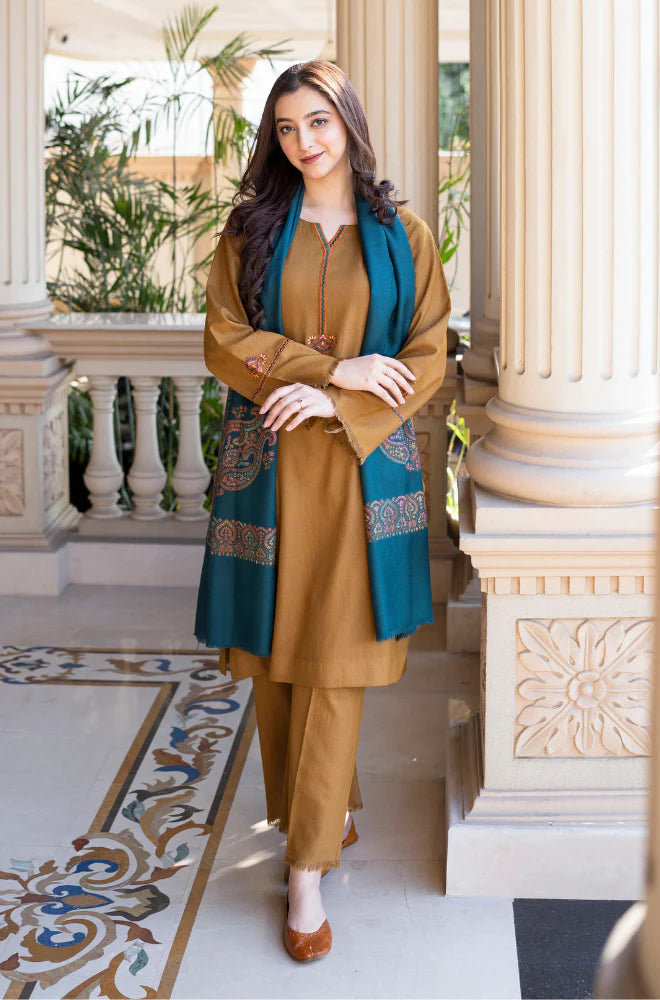 Asling - Winter 3PC Dhanak Embroidered Suit - QA9008