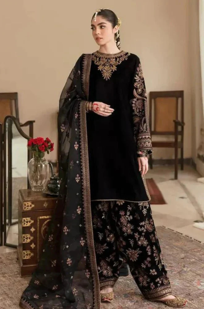 Boraque - Winter 3PC Velvet Embroidered Suit - QA-6542