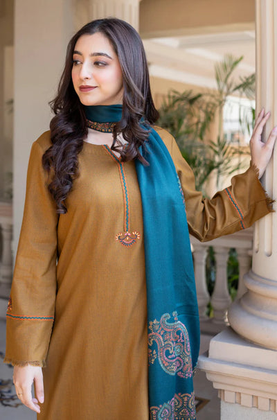 Asling - Winter 3PC Dhanak Embroidered Suit - QA9008