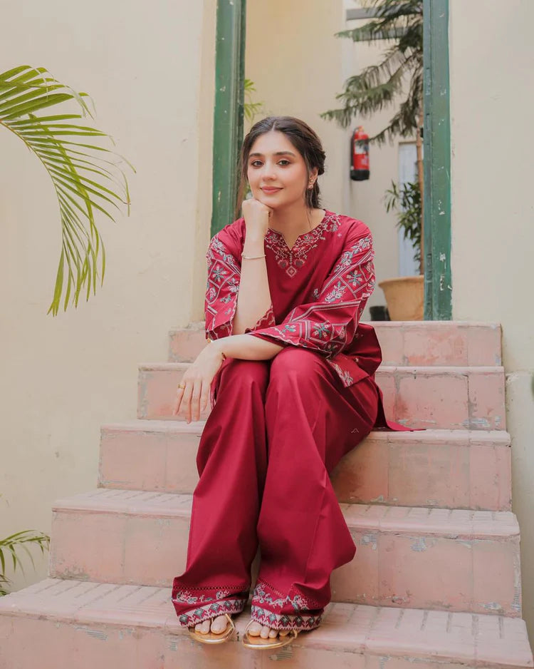 URGE-2PC DHANAK EMBROIDERED SHIRT AND EMBROIDRED TROUSER-BIC-126