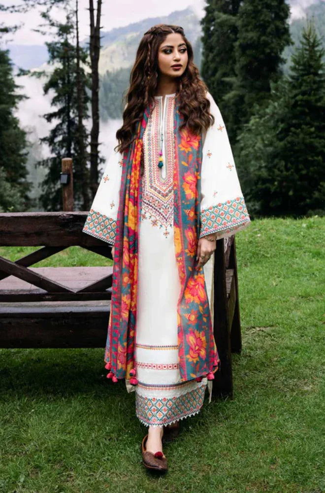 Sapphire - Winter 3PC Dhanak Embroidered Suit - QA-991