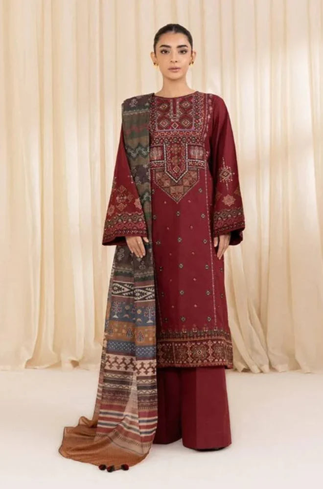 Sapphire - Winter 3PC Dhanak Embroidered Suit - QA22