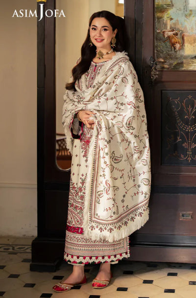 ASIM JOFA - Winter 3PC Dhanak Embroidered Suit - QA554