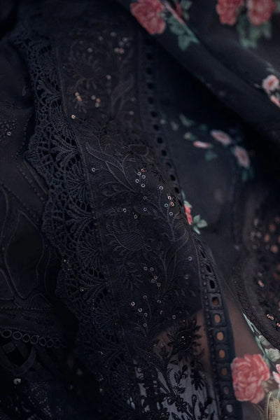 NUREH-3PC DHANAK LASER WORK EMBROIDERED SHIRT WITH MONARK PRINTED EMB DUPATTA & TROUSER-4119