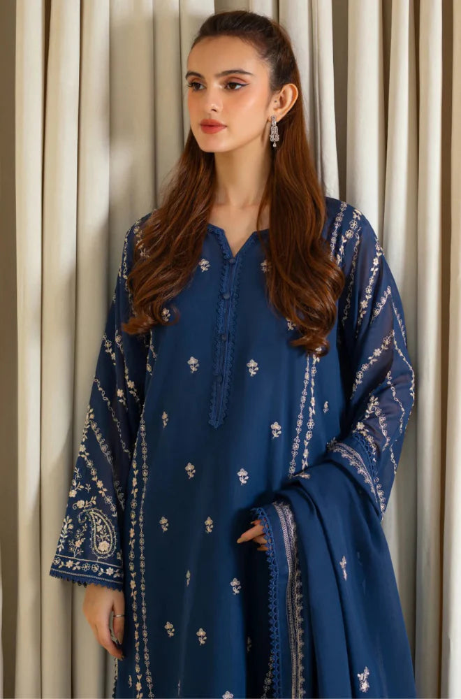 Agha Noor - Winter 3PC Dhanak Embroidered Suit - QA-9114