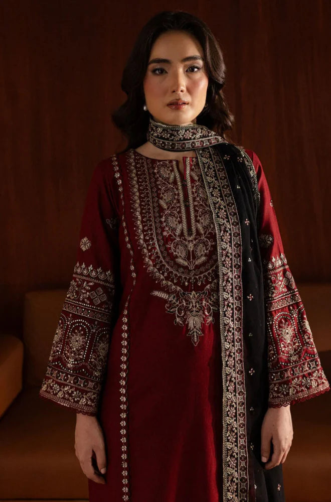 Zara Shahjahan - Winter 3PC Dhanak Embroidered Suit - QA-8397