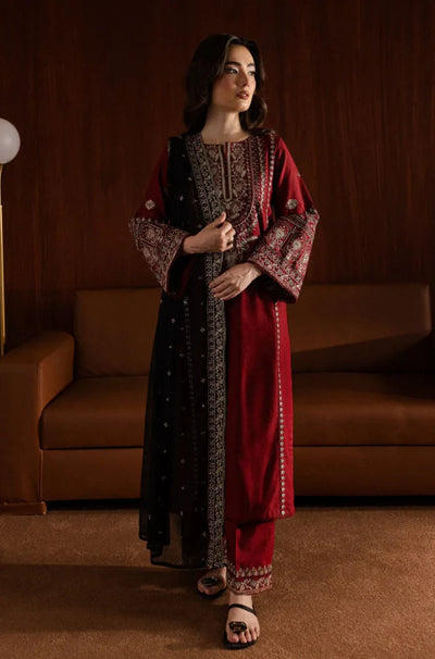 Zara Shahjahan - Winter 3PC Dhanak Embroidered Suit - QA-8397