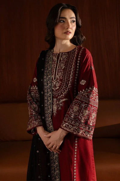 Zara Shahjahan - Winter 3PC Dhanak Embroidered Suit - QA-8397