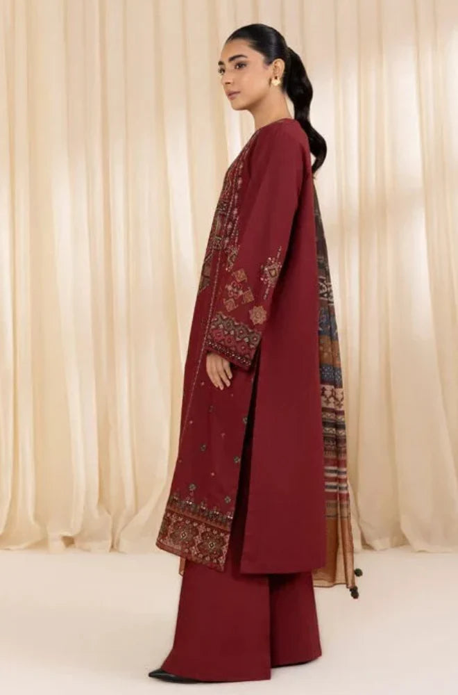 Sapphire - Winter 3PC Dhanak Embroidered Suit - QA22