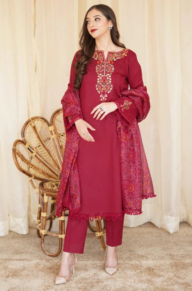Asling - Winter 3PC Dhanak Embroidered Suit - QA-2323