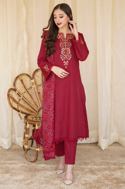 Asling - Winter 3PC Dhanak Embroidered Suit - QA-2323