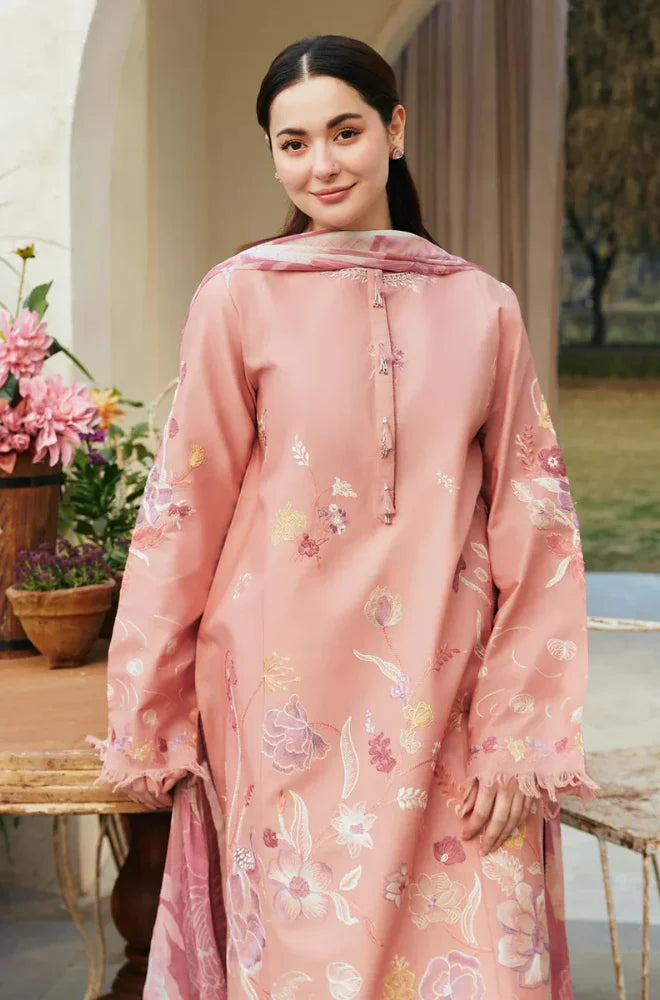 Coco By Zara Shahjahan - Winter 3PC Dhanak Embroidered Dress - QA466