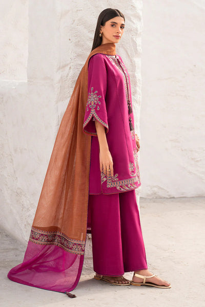 3PC-Embroidery Suit With Dhanak Shawl-QA668