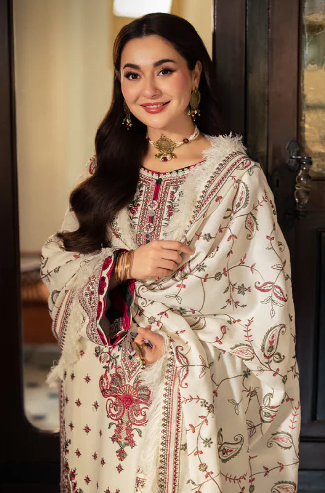 ASIM JOFA - Winter 3PC Dhanak Embroidered Suit - QA554