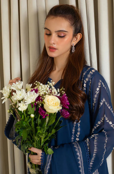 Agha Noor - Winter 3PC Dhanak Embroidered Suit - QA-9114