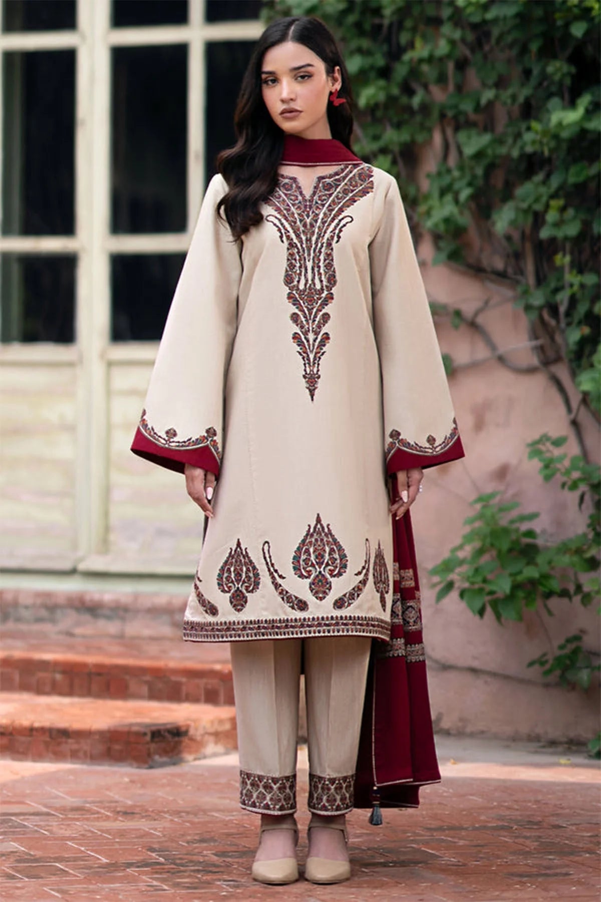 Jazmin Embroidered Dhanak 3pc Suit QA-993