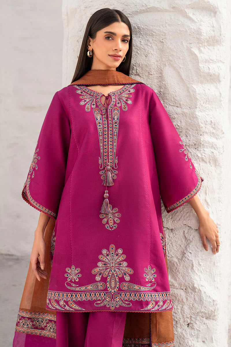 3PC-Embroidery Suit With Dhanak Shawl-QA668