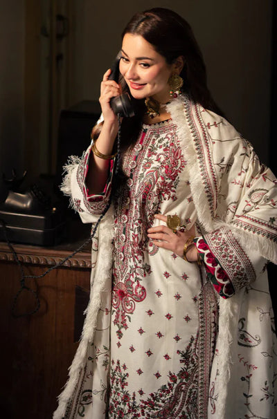 ASIM JOFA - Winter 3PC Dhanak Embroidered Suit - QA554