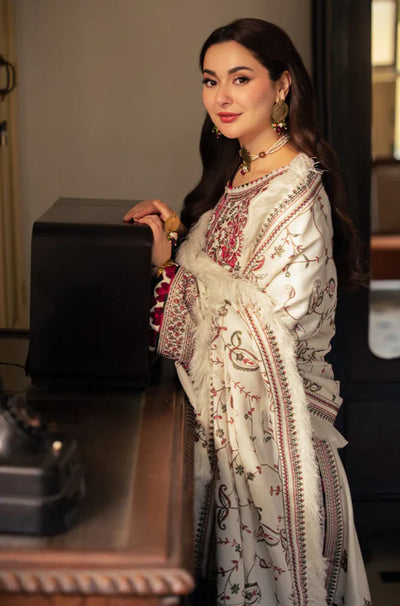 ASIM JOFA - Winter 3PC Dhanak Embroidered Suit - QA554