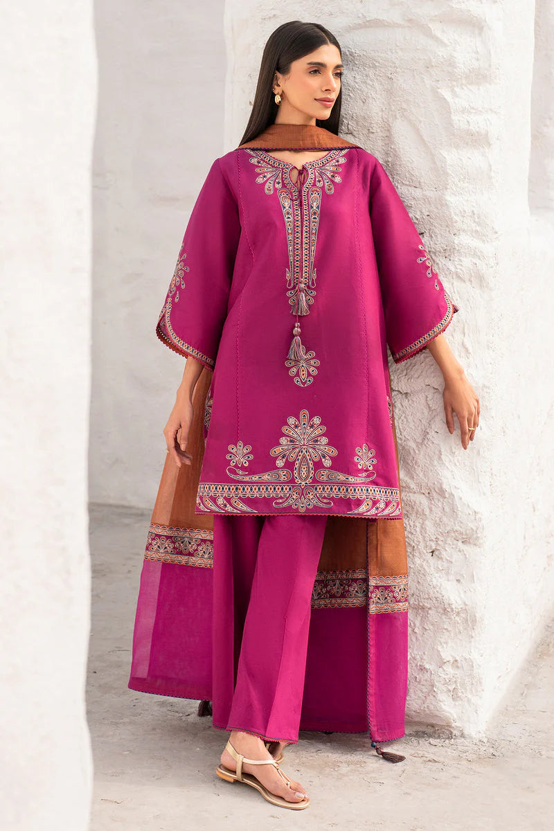 3PC-Embroidery Suit With Dhanak Shawl-QA668