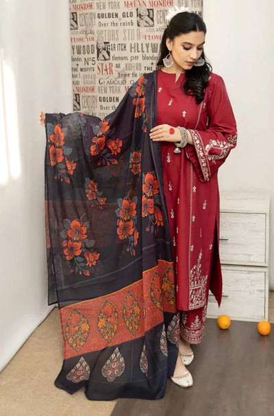 URGE - Winter 3PC Dhanak Embroidered Suit - QA555