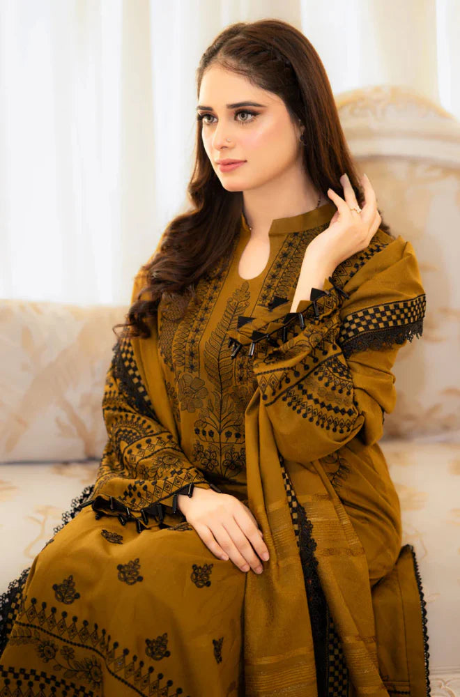 Libaas - Winter 3PC Dhanak Embroidered Suit -QA0027