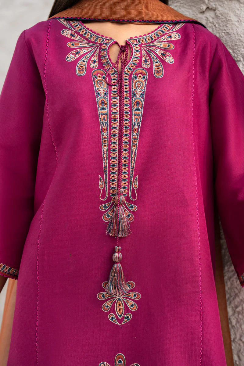 3PC-Embroidery Suit With Dhanak Shawl-QA668