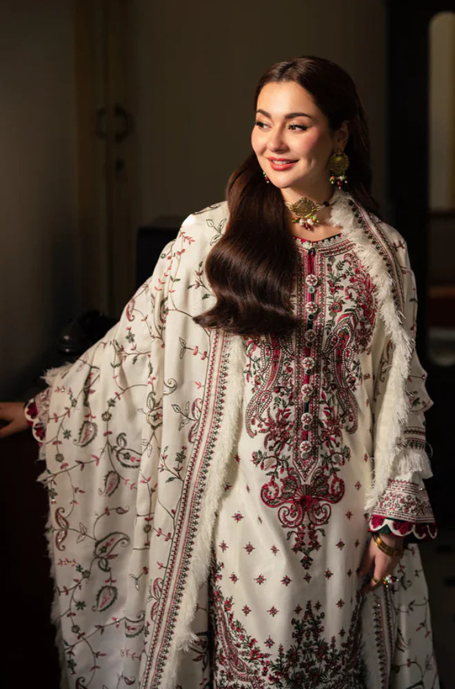 ASIM JOFA - Winter 3PC Dhanak Embroidered Suit - QA554