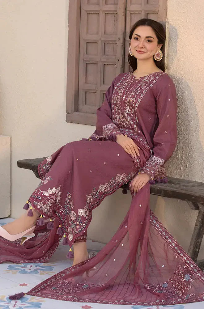 ALLYS - Winter 3PC Dhanak Embroidered Suit- QA-5677