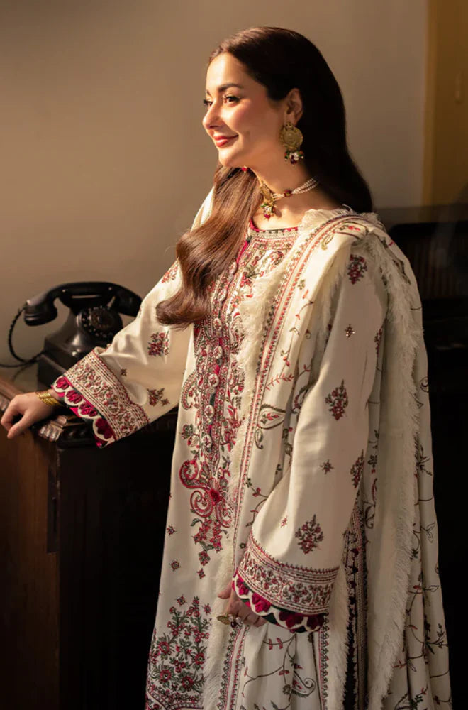 ASIM JOFA - Winter 3PC Dhanak Embroidered Suit - QA554