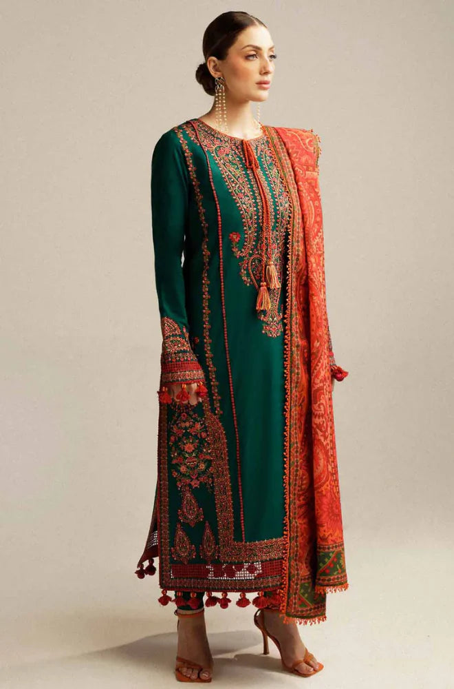Hussain Rehar - 3PC Dhanak Embroidered Suit - QA7880