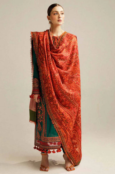 Hussain Rehar - 3PC Dhanak Embroidered Suit - QA7880