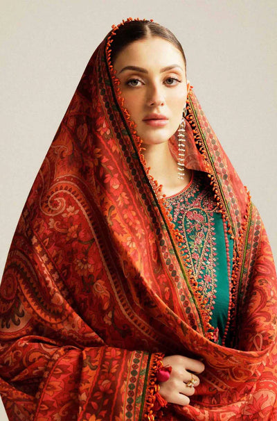 Hussain Rehar - 3PC Dhanak Embroidered Suit - QA7880